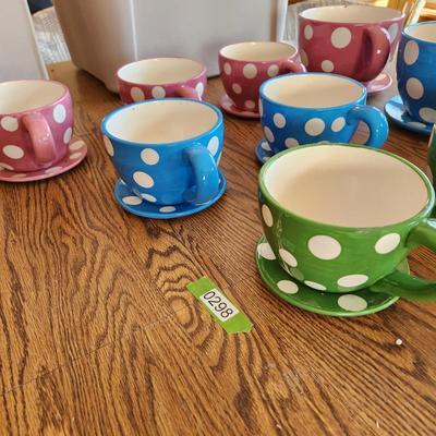 Lot of 11 Polka Dot Teacup Cup & Saucer Planters