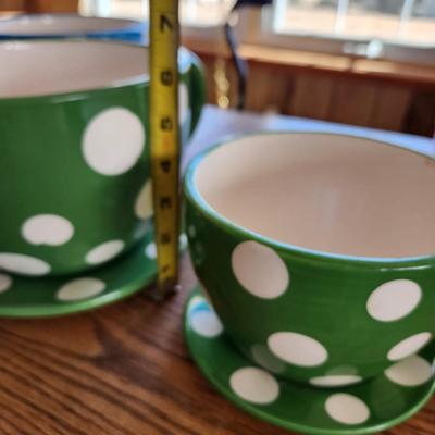 Lot of 11 Polka Dot Teacup Cup & Saucer Planters