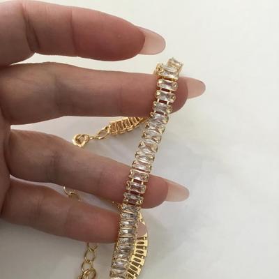 New Gold tone crystal choker necklace