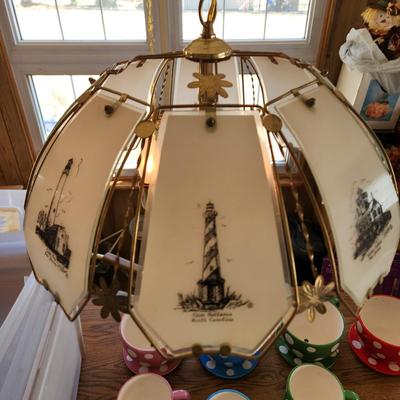 Vintage 8 Panel Lighthouse Hanging Lamp Light