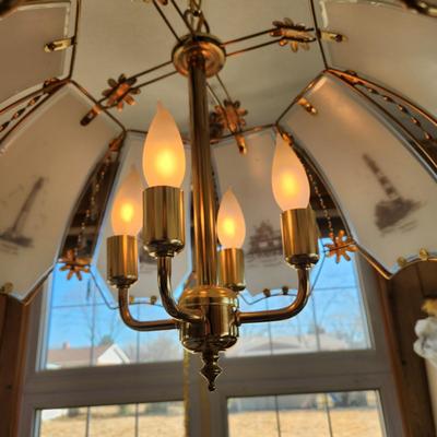 Vintage 8 Panel Lighthouse Hanging Lamp Light