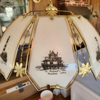 Vintage 8 Panel Lighthouse Hanging Lamp Light
