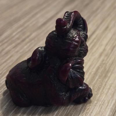 Miniature Animals - Stone Bear and Lacquered Wood Elephant