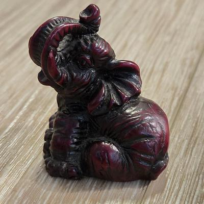 Miniature Animals - Stone Bear and Lacquered Wood Elephant