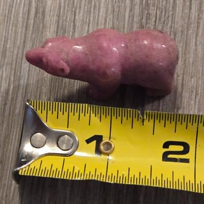 Miniature Animals - Stone Bear and Lacquered Wood Elephant