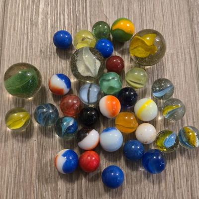 Vintage Marbles with 3 Shooter Marbles