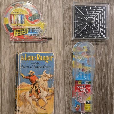 Vintage Children's Mini Pinball Games and Lone Ranger Book