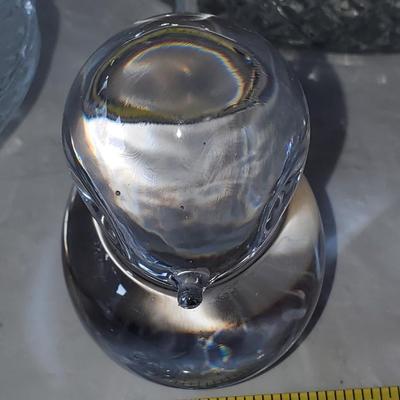 Lot of Clear and Blue Colored Glass Household Items