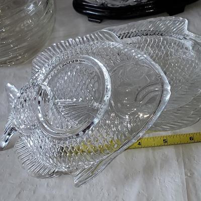 Lot of Clear and Blue Colored Glass Household Items