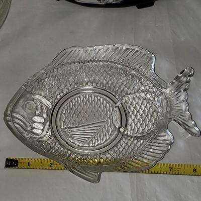 Lot of Clear and Blue Colored Glass Household Items