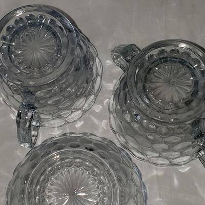 Lot of Clear and Blue Colored Glass Household Items