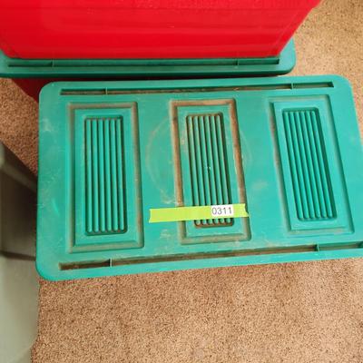 Lot of 3 Trays Christmas Ornamets with Tote