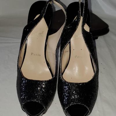 5 inch Heel Black Platform Shoe With Red Soles Size 39
