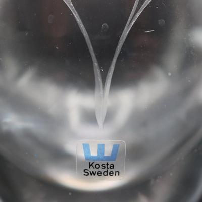 KOSTA Boda Art Glass Etched Fish Vase
