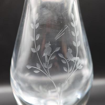 KOSTA Boda Art Glass Etched Fish Vase