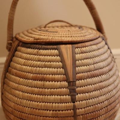 Large Woven Basket with Lid