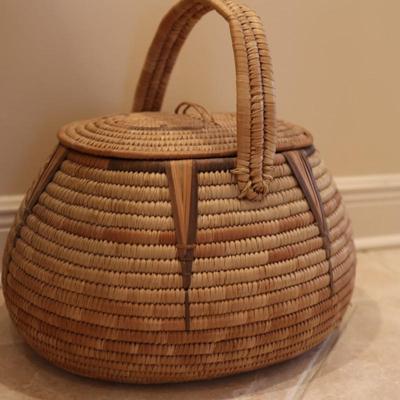 Large Woven Basket with Lid