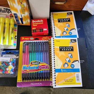 Office School Supply Lot Pencils Ink Pens Tape Note Pads Books Markers