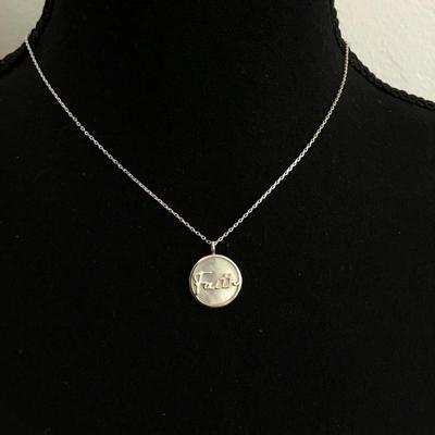 Cute silver tone & mother of pearl pendant necklace