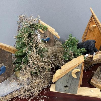 Wood decorative bird houses