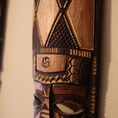 Carved Wood Masks Wall Hangings