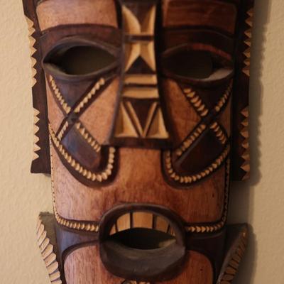 Carved Wood Masks Wall Hangings