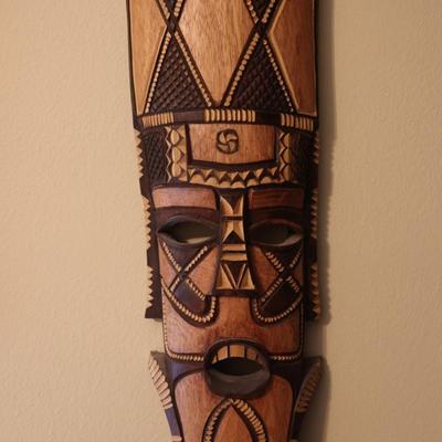 Carved Wood Masks Wall Hangings