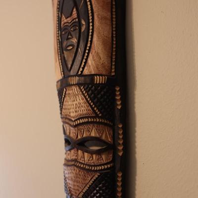 Carved Wood Masks Wall Hangings