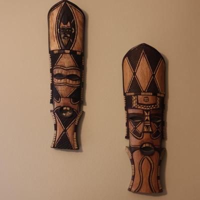 Carved Wood Masks Wall Hangings