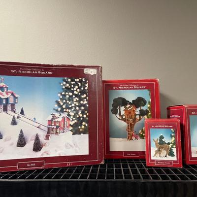 St. Nicholas Square Ski hill, tree house, deer and fountain