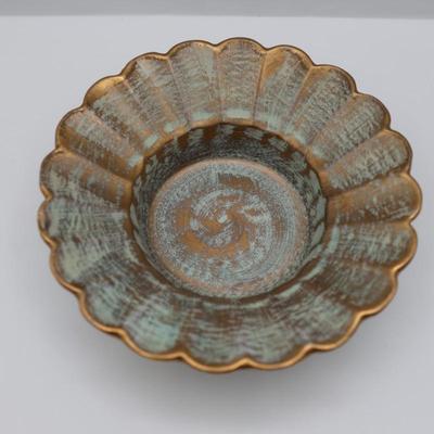 STANGL Hand Painted Pottery Antique Gold Fluted