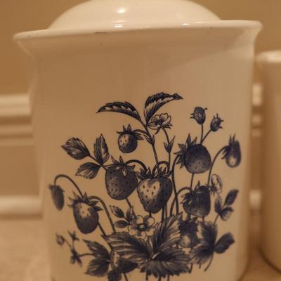 Lord & Taylor Four Blue & White Cannisters