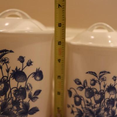 Lord & Taylor Four Blue & White Cannisters