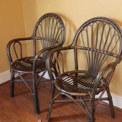 Pair of Vintage Bamboo Arm Chairs (See Details)