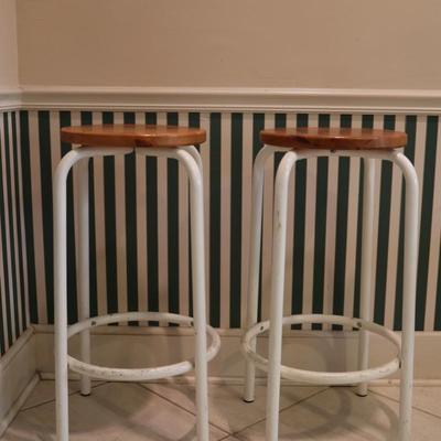 Pair of Mid-Century Wood & Metal Stools