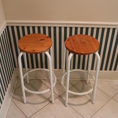 Pair of Mid-Century Wood & Metal Stools