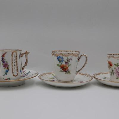 Richard Klemm Dresden Floral Demitasse Cups & Saucers