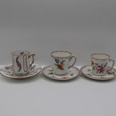 Richard Klemm Dresden Floral Demitasse Cups & Saucers