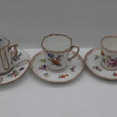 Richard Klemm Dresden Floral Demitasse Cups & Saucers