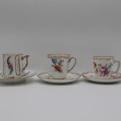 Richard Klemm Dresden Floral Demitasse Cups & Saucers