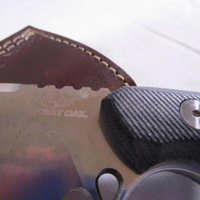 Mossy Oak knife with hard leather sheath