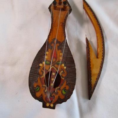 Vintage decorative Miniture Mandolin with bow