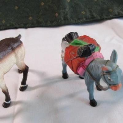Figurines, elk, vintage donkey, elephant