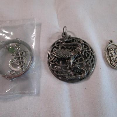 St. Michael's medallion, dragon pendant, diabetic keychain(new in pkg)