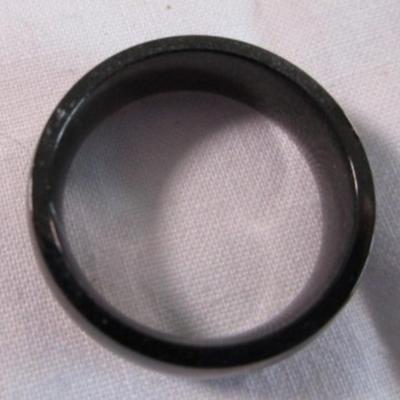 Black men's ring with blue inlay strip