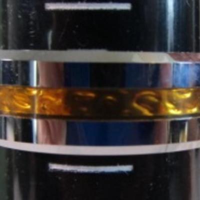 Men's tungsten ring silver with gold-tone inlay