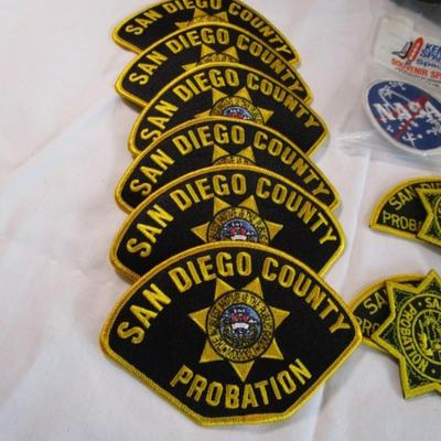 San Diego Co. Probation trading patches, NASA patch, velcro flag patch