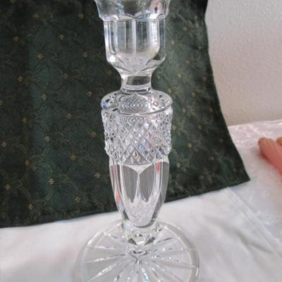 Vintage Rexford Embassy hand-cut lead crystal candlesticks with candles