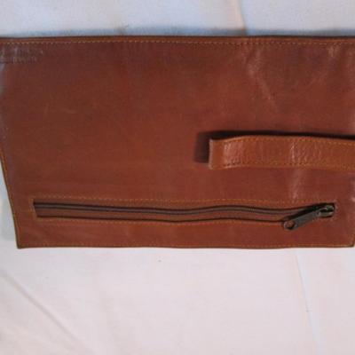 Leather zippered pouch/wallet with handle