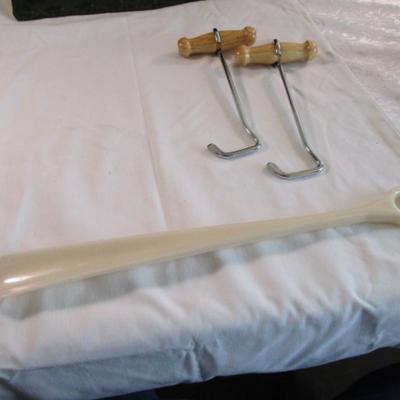 Gofer pickup & reaching tool, Long shoe horn, boot pullers
